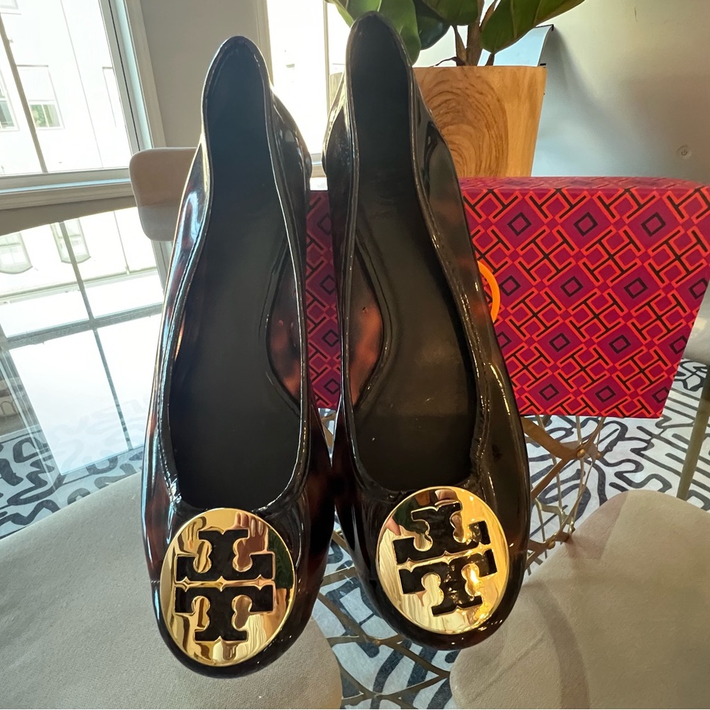 Tory Burch Tortoise Brown Gold Ballet Flats